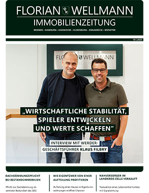Cover Florian Wellmann Immobilienzeitung 10/2025 - Interview mit Werdergeschäftsführer Klaus Filbry